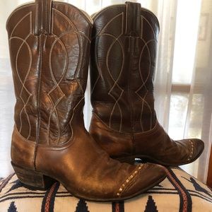 Novona Cowgirl Boots 2 Toned Brown Leather 7